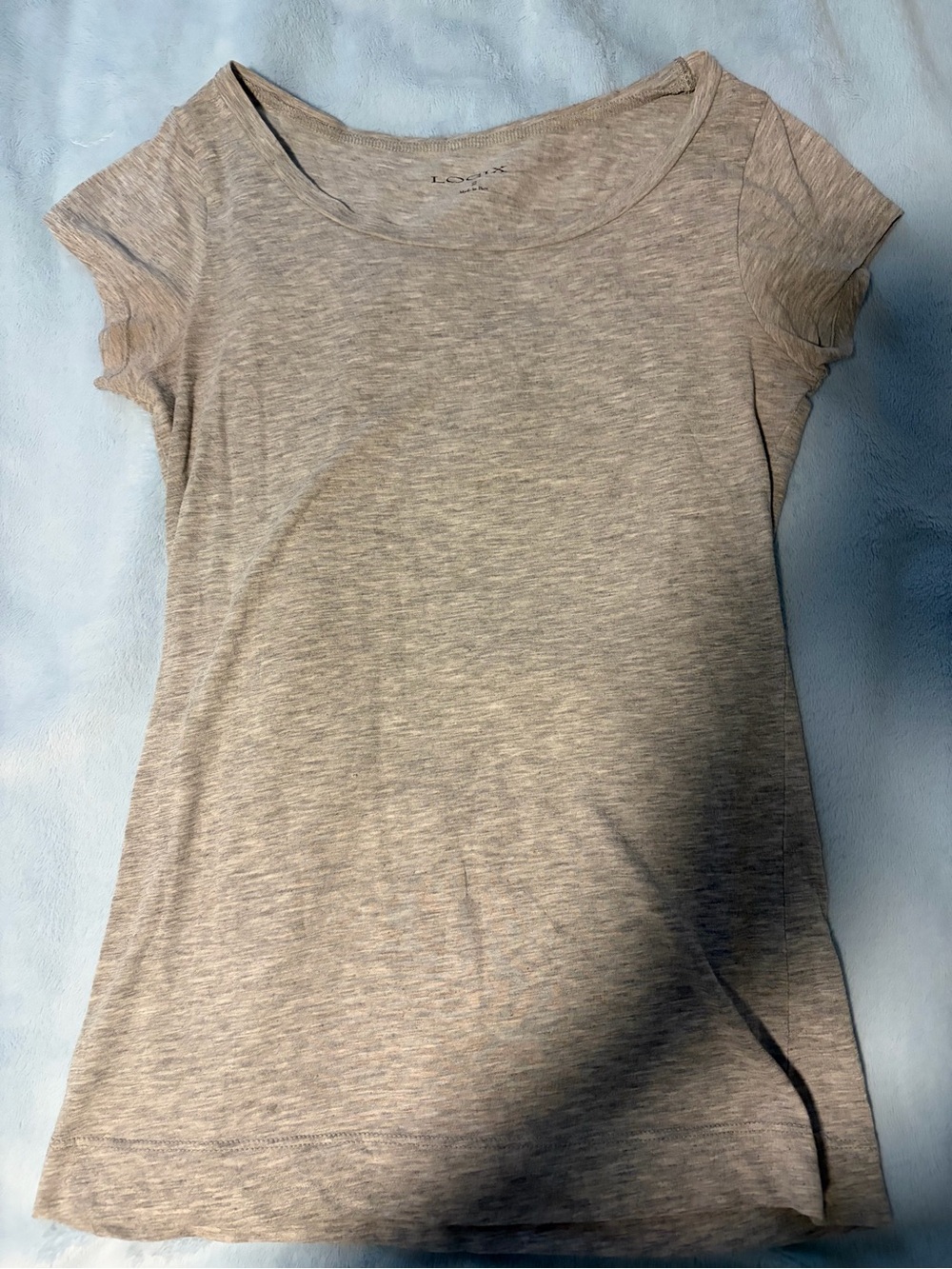 LOFT Heather Gray Short Sleeve Scoop Neck Tee